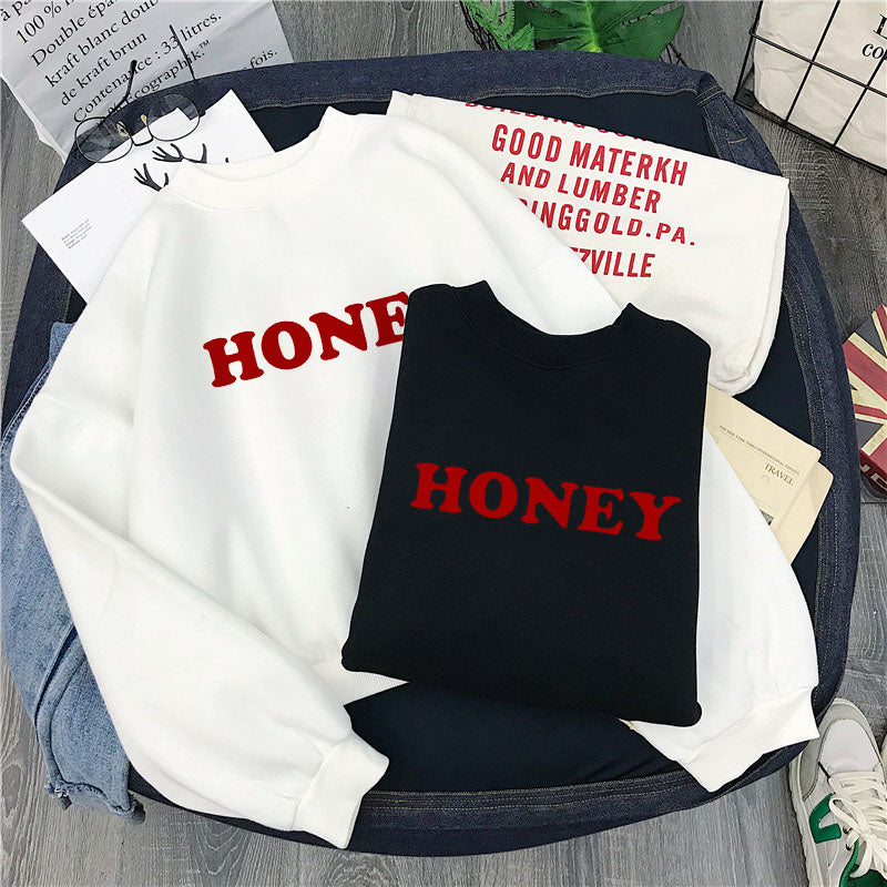 Winter Honey Print Hoodies For  Women