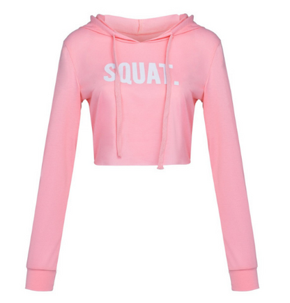 Women Fashion Active  Long Sleeve Crop Top Hoodies