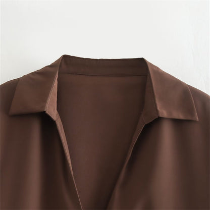 Short Silk Satin Shirt For Women