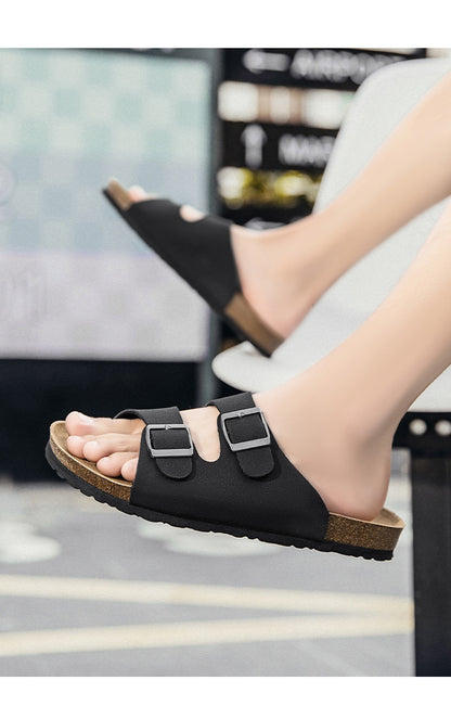 Leather Surface Boken Slippers
