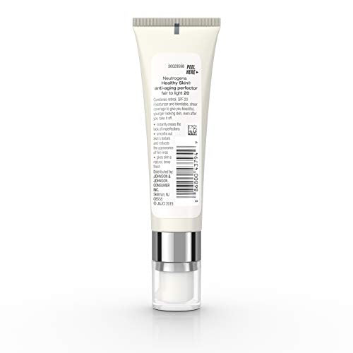 Neutrogena Retinol Treatment and Tinted Facial Moisturizer, Healthy Skin Anti-Aging Perfector with Broad Spectrum SPF 20 Sunscreen with Titanium Dioxide, 20 Fair to Light, 1 fl. oz