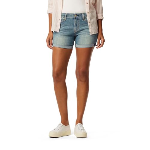 Signature by Levi Strauss & Co. Gold Women's Mid-Rise Slim Shorts (Available in Plus Size) Shorts, -Blue Ice, 16