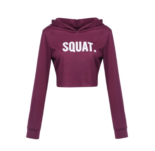 Women Fashion Active  Long Sleeve Crop Top Hoodies