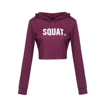 Women Fashion Active  Long Sleeve Crop Top Hoodies