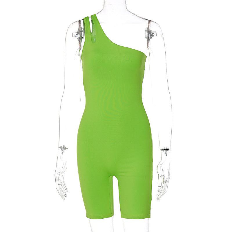 One Shoulder Slim Fit Hip Raise  Jumpsuit