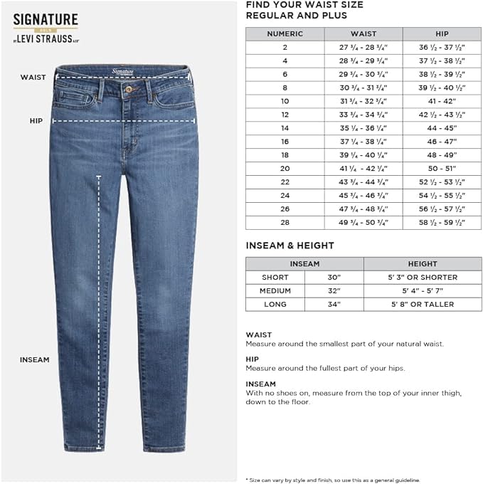 Signature by Levi Strauss & Co. Gold Women's Mid-Rise Slim Shorts (Available in Plus Size) Shorts, -Blue Ice, 16