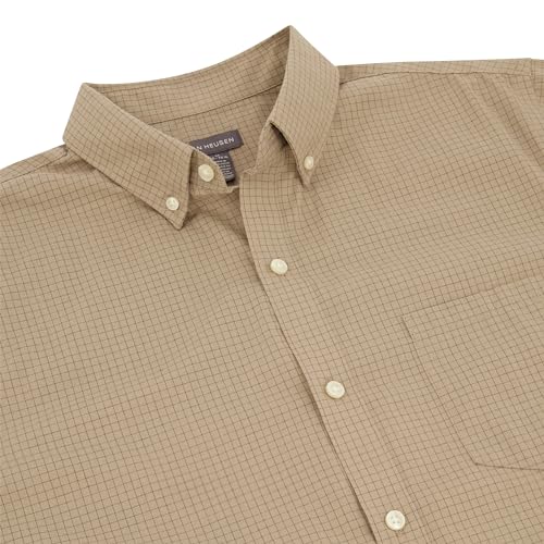 Van Heusen Men's Wrinkle Free Short Sleeve Button Down Check Shirt, Aluminum Minicheck, Large