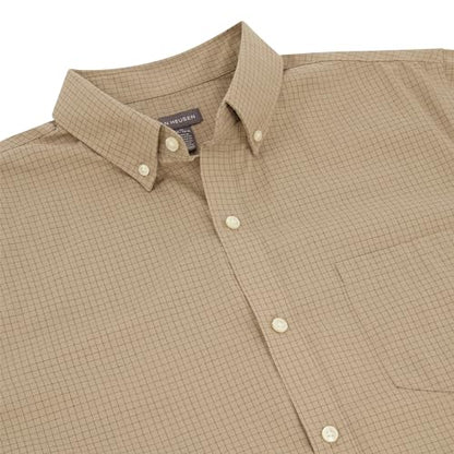 Van Heusen Men's Wrinkle Free Short Sleeve Button Down Check Shirt, Aluminum Minicheck, Large
