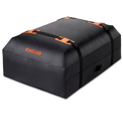 Kimevan Waterproof Rooftop Cargo Carrier, Upgrade Waterproof Design Luggage Roof Rack Soft Cargo Bag 15 Cubic feet for All Cars with/without Rack, includes Anti-Slip Mat, 2 Reinforced Straps