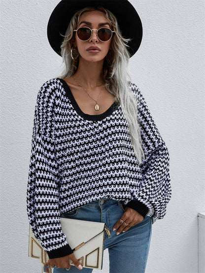 Striped Sweater V-Neck Sweater