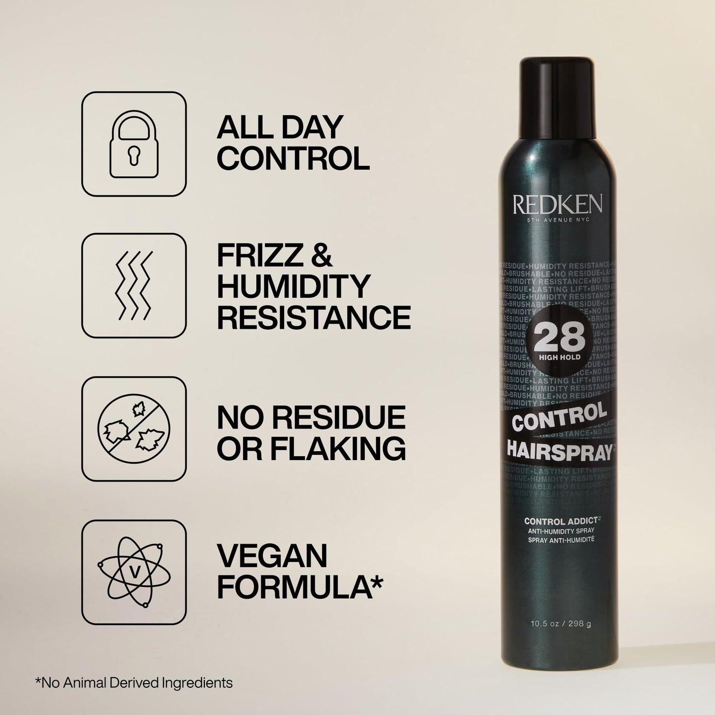 Redken Extra Hold Hairspray, Provides Long-Lasting Anti-Frizz Protection, Anti-Humidity Spray, For All Hair Types, No Residue or Flaking, Control Hairspray Control Addict, 10.5 oz.