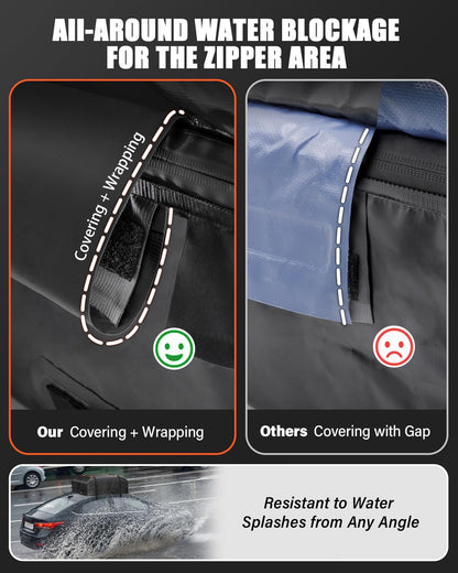 Kimevan Waterproof Rooftop Cargo Carrier, Upgrade Waterproof Design Luggage Roof Rack Soft Cargo Bag 15 Cubic feet for All Cars with/without Rack, includes Anti-Slip Mat, 2 Reinforced Straps