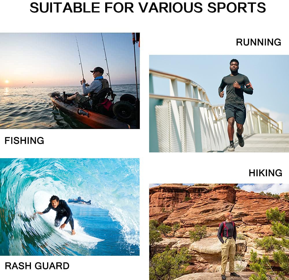 Willit Men's Sun Shirts UPF 50+ Protection Hoodie Rash Guard Shirt SPF UV Shirt Long Sleeve Fishing Outdoor Lightweight Blue L