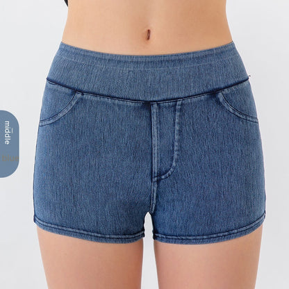 Hip Lifting Yoga Denim Shorts For Women