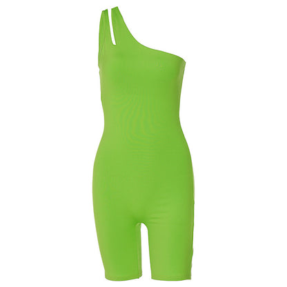 One Shoulder Slim Fit Hip Raise  Jumpsuit