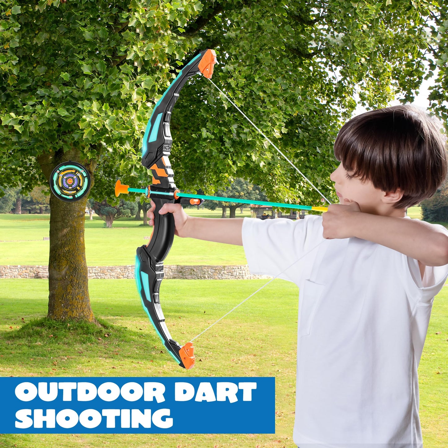 JOYIN Kids Bow and Arrow Set, LED Light Up Archery Toy Set with 9 Suction Cup Arrows, Target & Arrow Case, Indoor and Outdoor Hunting Play Gift Toys for Kids, Boys & Girls Ages 3-12