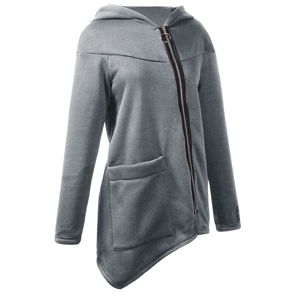 Diagonal zip sweatshirt