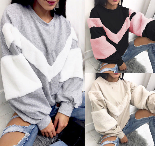 V-shaped plus sleeves fight wool sweater
