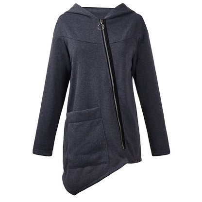 Diagonal zip sweatshirt