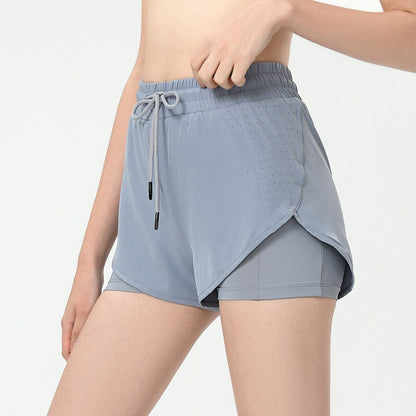 Fake Two-piece Sports Shorts For Women