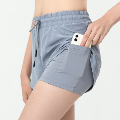 Fake Two-piece Sports Shorts For Women
