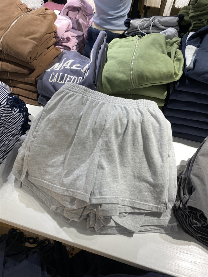Women's Cotton Sports Casual Pure Color Split Shorts