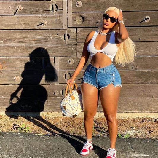 Sexy Elastic Denim Shorts For  Women