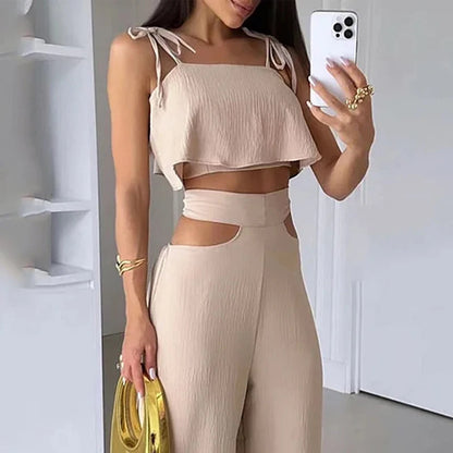 Casual Hollow-Out Trousers Suit